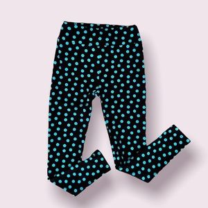 LuLaRoe Black Leggings with Turquoise Polka Dots
